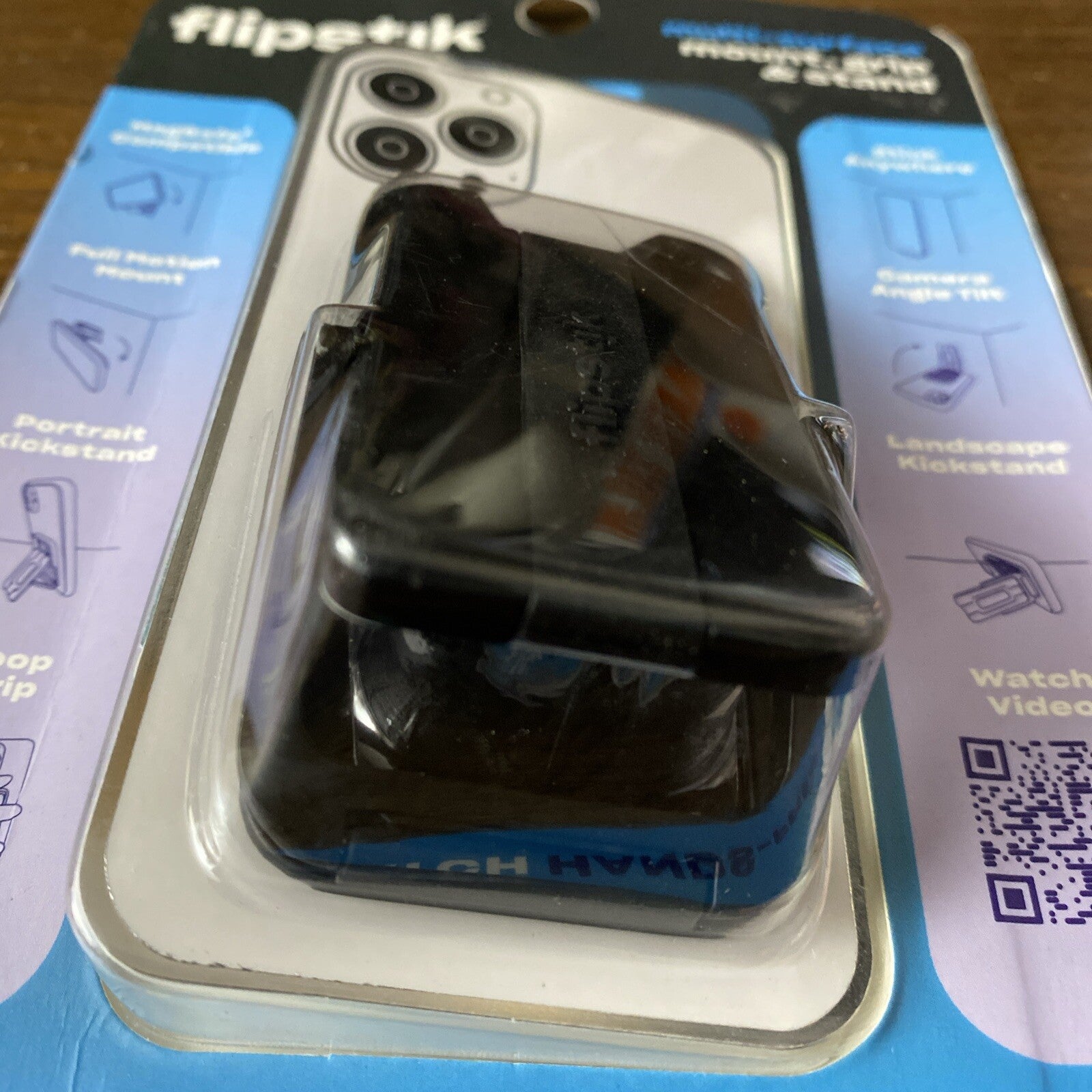 Flipstik Defy Gravity Cell Phone Stick & PRO Stand with Grip Loop - Black