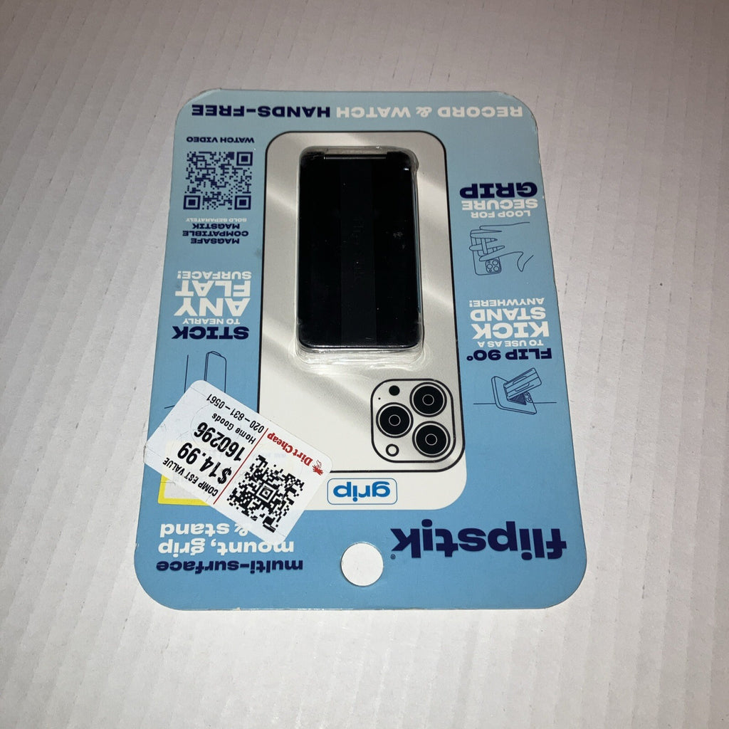 Flipstik Defy Gravity Cell Phone Stick & Stand with Grip Loop - New - Black
