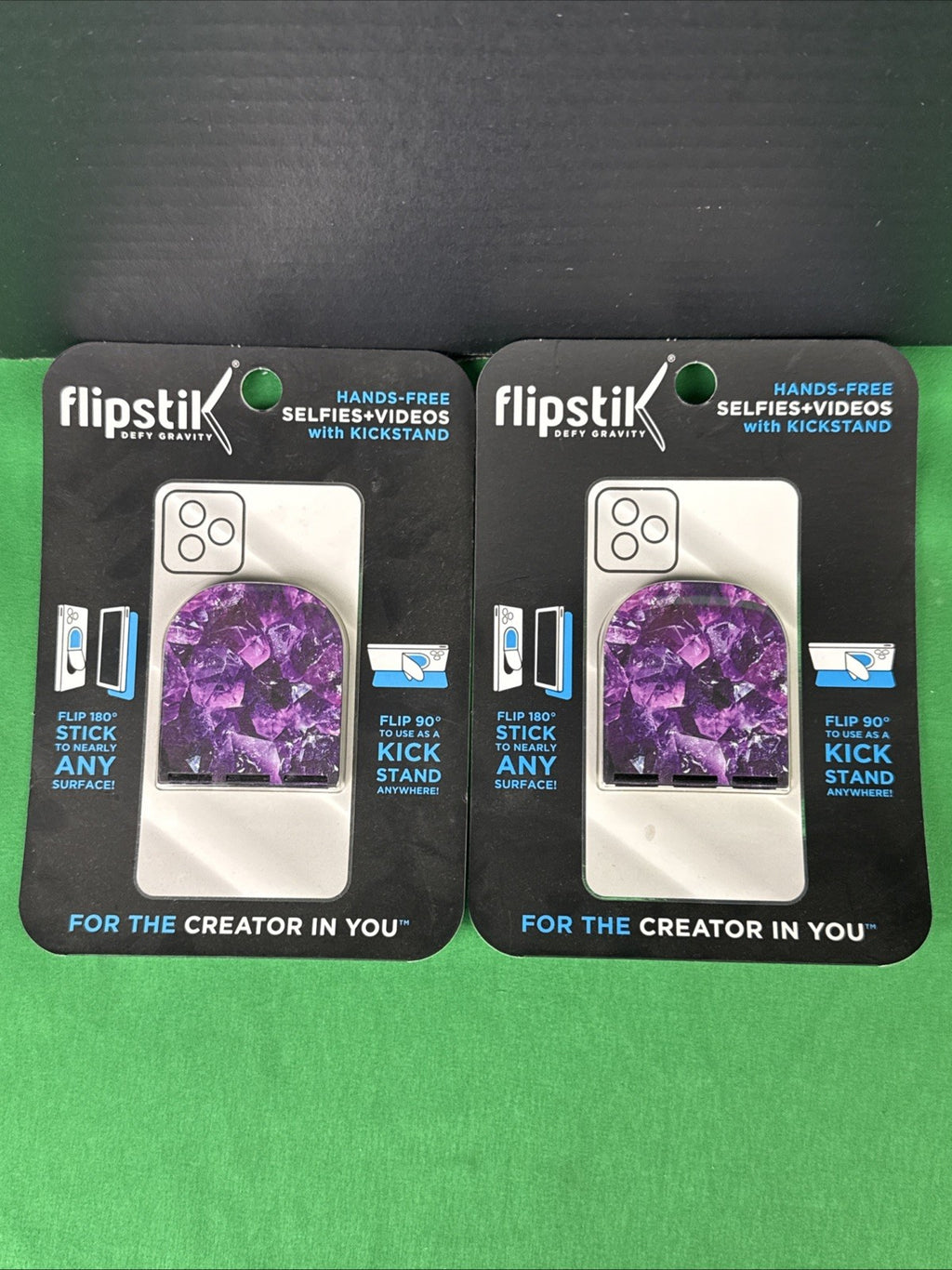 2 Pack Flipstik Foldable Adhesive Mount for Most Cell Phones - Amethyst