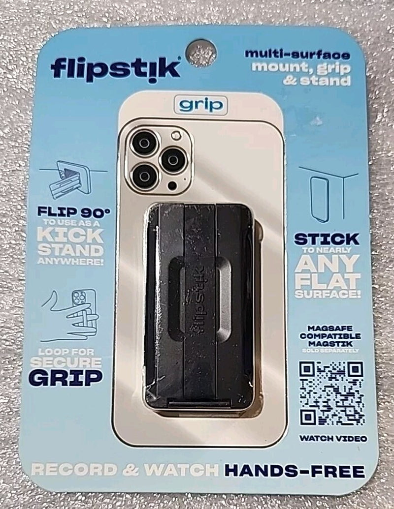Flipstik Defy Gravity Cell Phone Stick & Stand with Grip Loop - Black