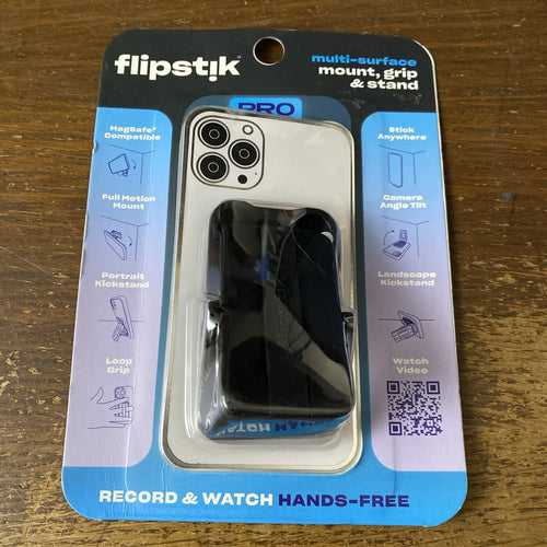 Flipstik Defy Gravity Cell Phone Stick & PRO Stand with Grip Loop - Black