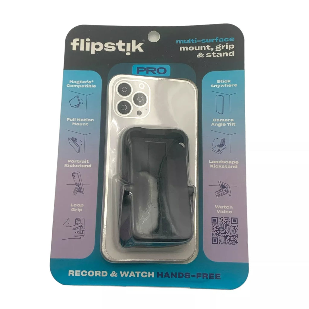 Lipstik Defy Gravity Cell Phone Stick & PRO Stand with Grip Loop, Clear/Black