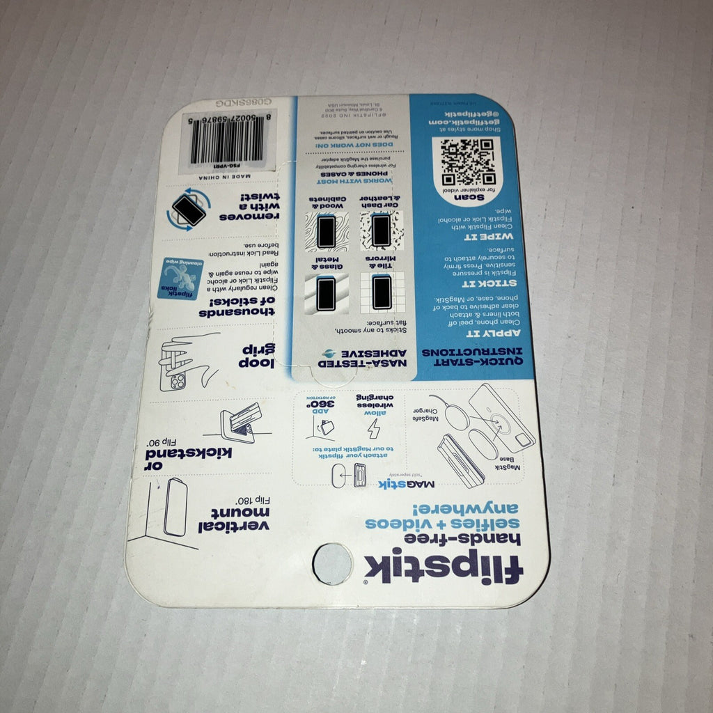 Flipstik Defy Gravity Cell Phone Stick & Stand with Grip Loop - New - Purple
