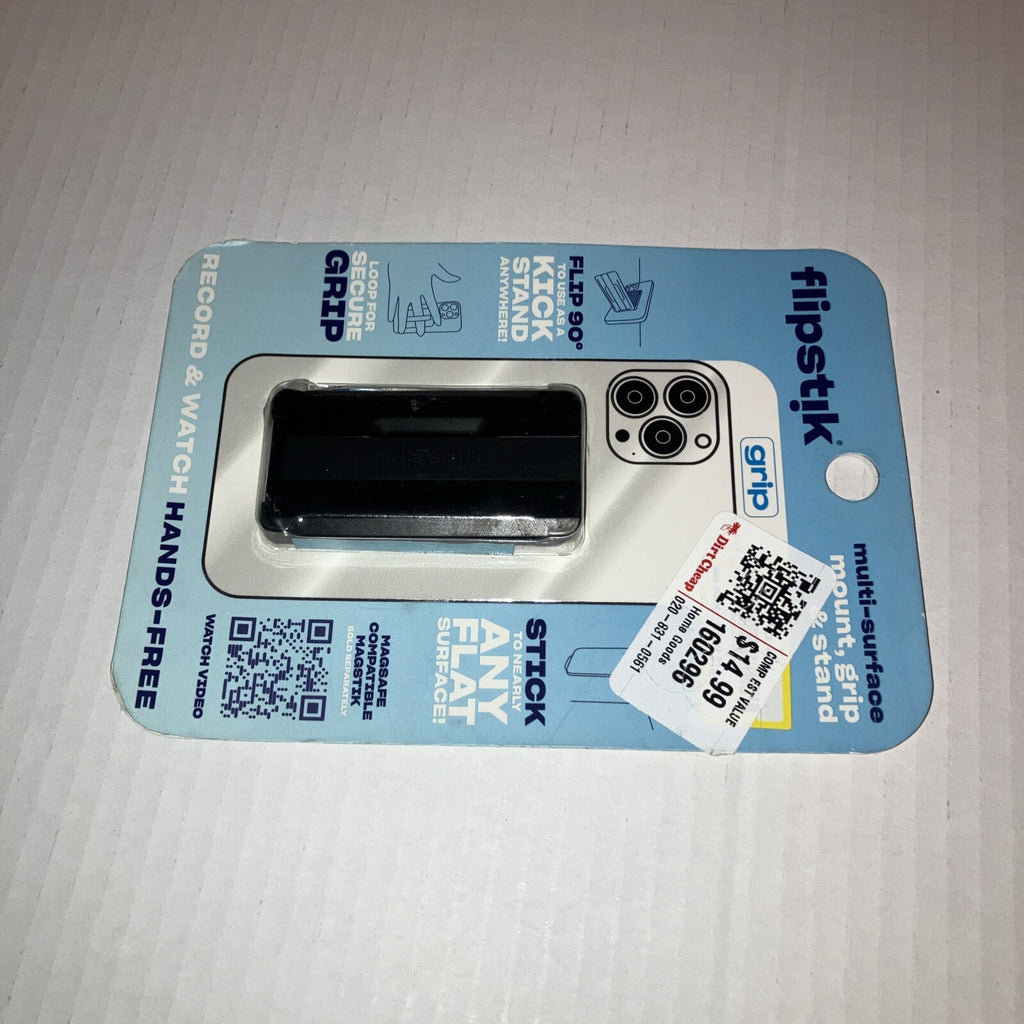 Flipstik Defy Gravity Cell Phone Stick & Stand with Grip Loop - New - Black