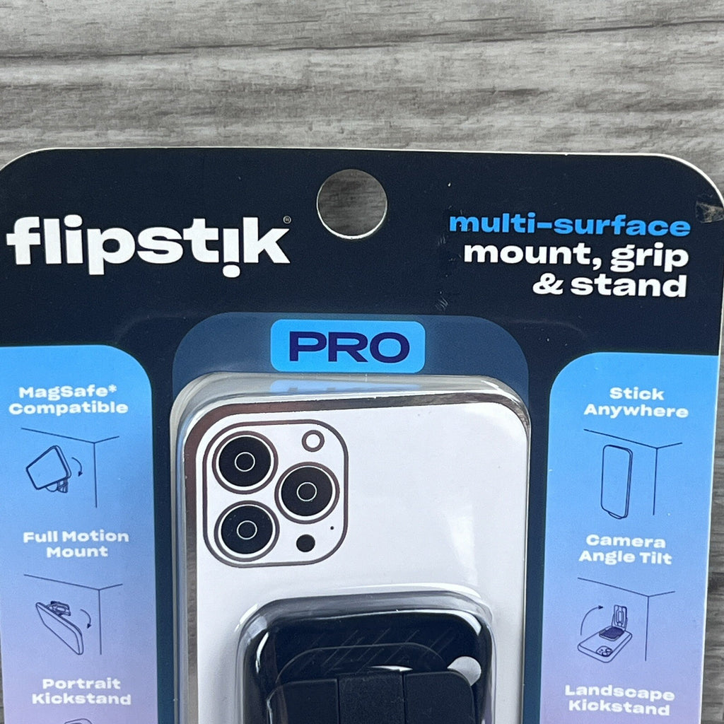 Flipstik Defy Gravity Cell Phone Stick & PRO Stand with Grip Loop - Black