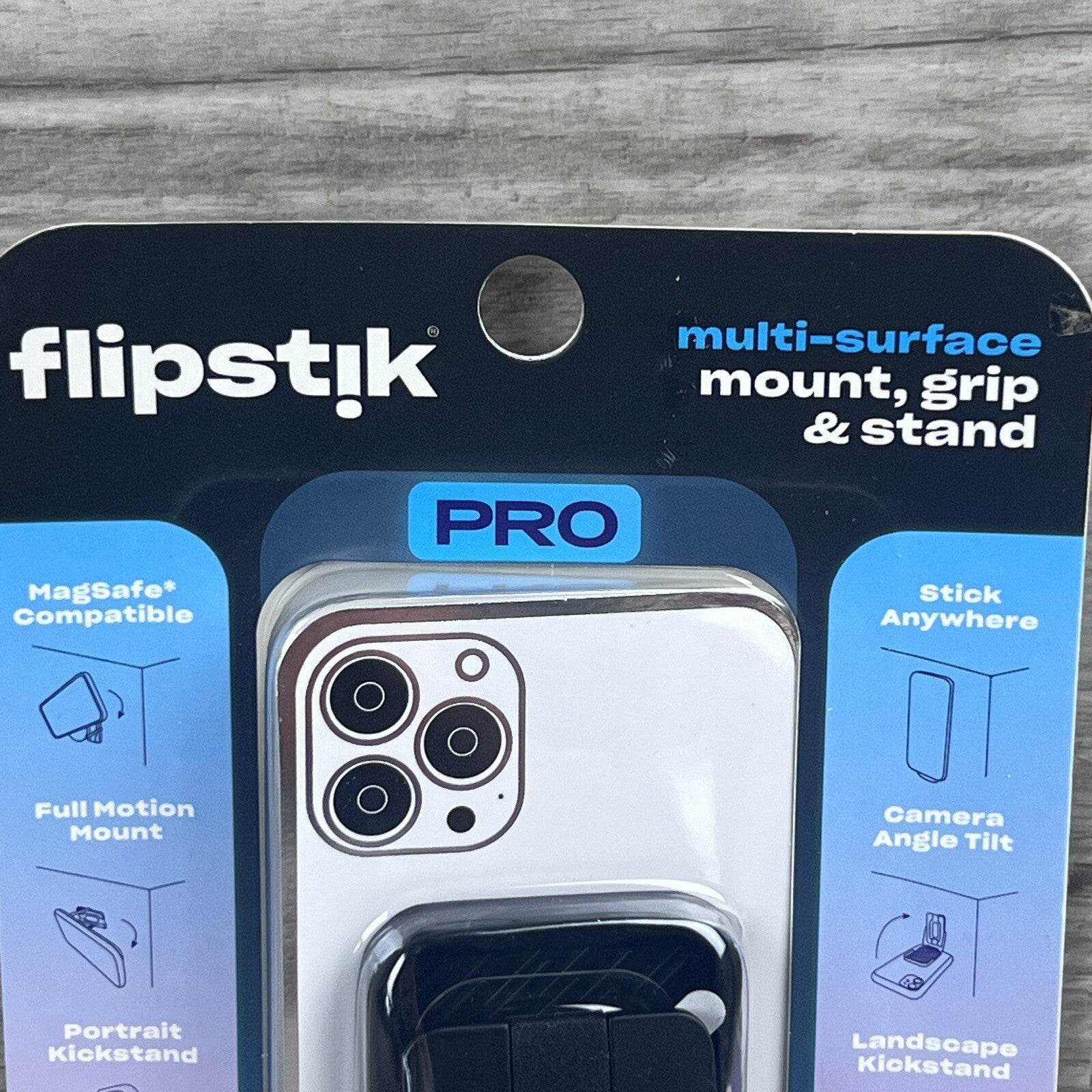 Flipstik Defy Gravity Cell Phone Stick & PRO Stand with Grip Loop - Black