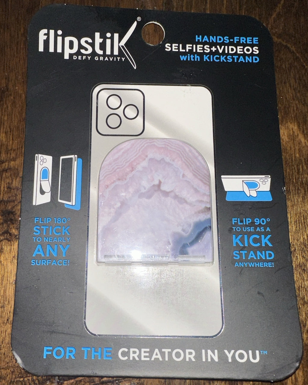 Flipstik Defy Gravity Cell Phone Stick & Stand - Rose Quartz