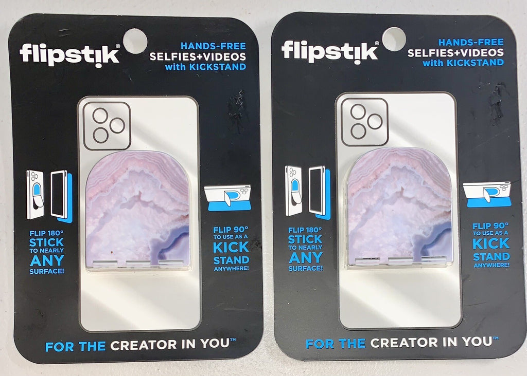 2 Pack - Flipstik Defy Gravity Cell Phone Stick & Stand - Rose Quartz