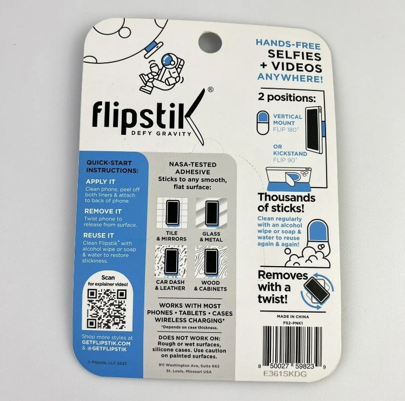 Flipstik Defy Gravity Cell Phone Stick and Stand, Pink, New